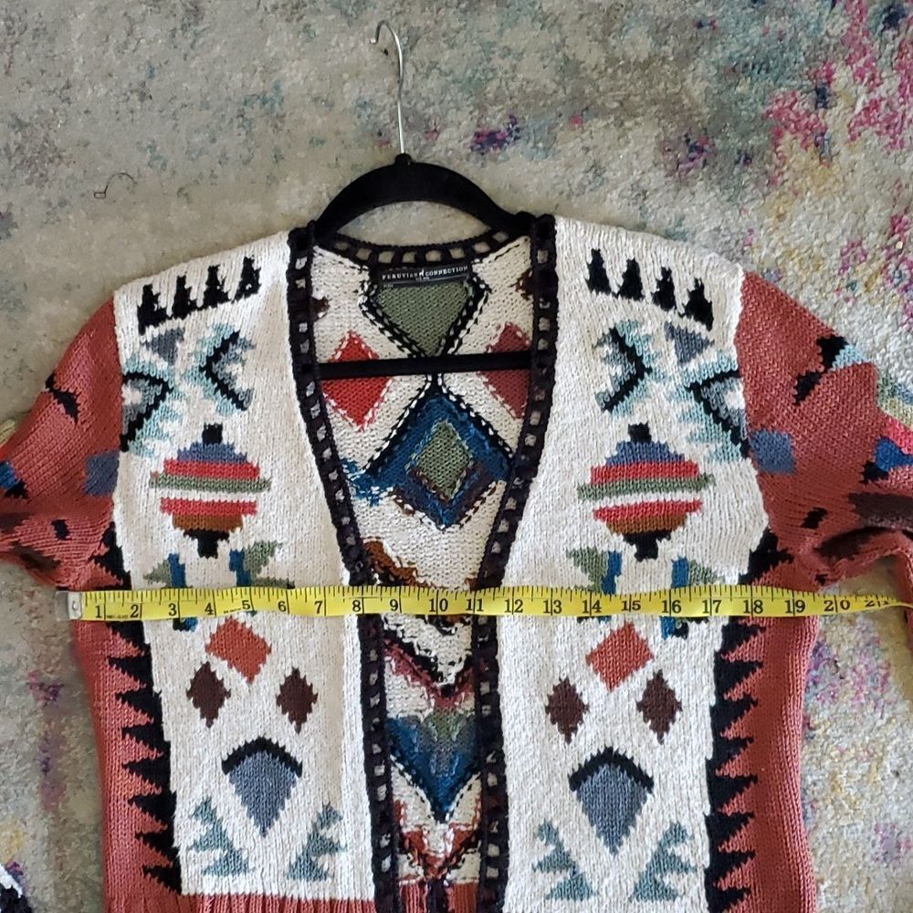 Peruvian Connection 100% Pima Cotton Colorful Southwest Style Shrug Sweater - Picture 11 of 16